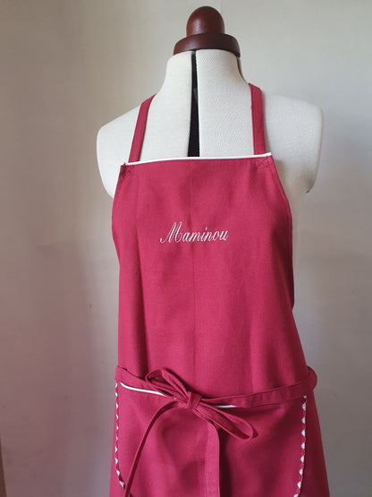 Broderie personnalisée sur tablier de cuisine Eliza