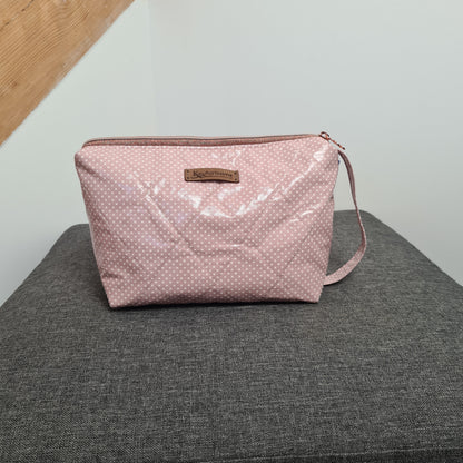 Trousse matelassée Barton rose en coton enduit personnalisable – fait main