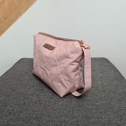 Trousse Barton matelassée rose – création artisanale