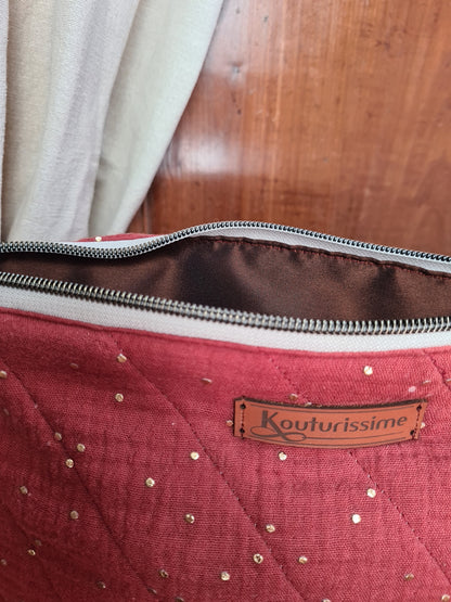 doublure intérieure trousse matelassée terracotta