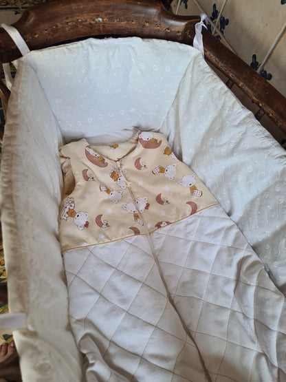 Gigoteuse Hartfield zippée pour bébé, en coton imprimé et molleton matelassé écru