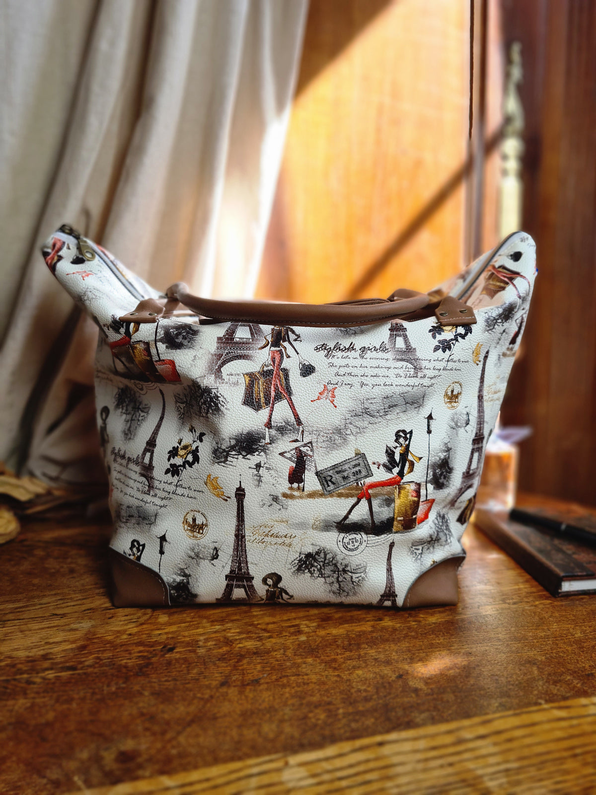Sac cabas week-end Rebecca en simili cuir, vue de face