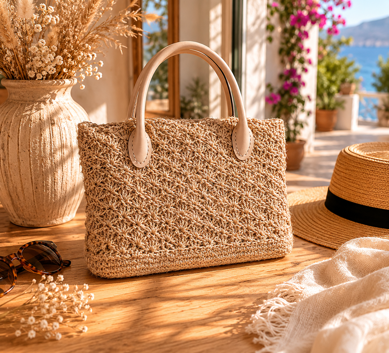 Sac crocheté artisanal en ficelle de jute – Collection Monte Carlo