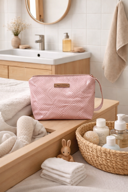 Trousse matelassée Barton rose personnalisable – fait main