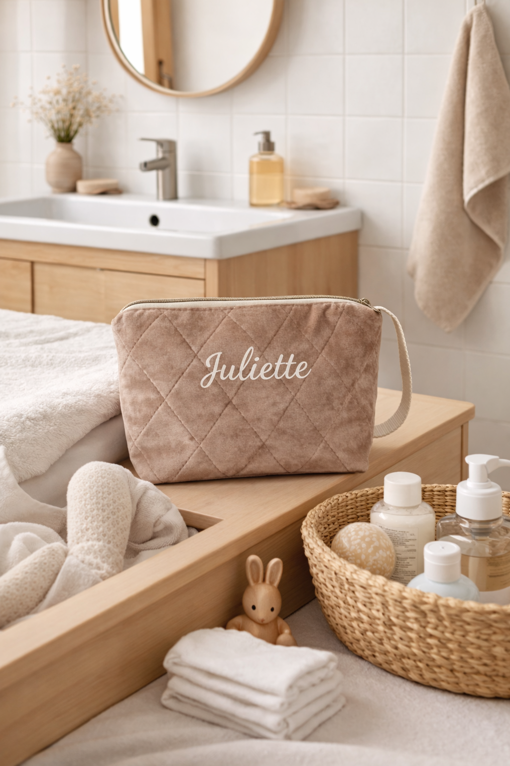 Barton – Trousse matelassée en velours ou enduit
